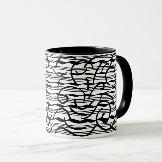 abstrakte schwarze Linien Tasse (VorderseiteRechts)