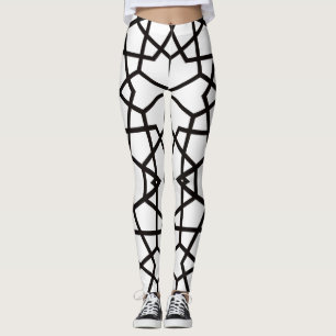 Abstrakte schwarze Linienmuster auf unberührtem We Leggings