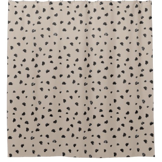 Abstrakte schwarze Pinselstriche auf Creme Duschvorhang (Vorderseite)