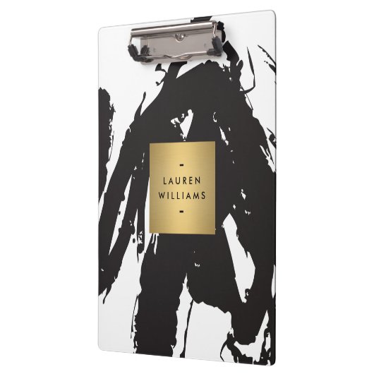 Abstrakte schwarze Pinselstriche mit dem Logo "Gol Klemmbrett (Links)