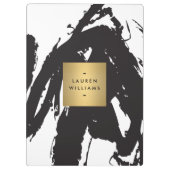 Abstrakte schwarze Pinselstriche mit dem Logo "Gol Klemmbrett (Rückseite)