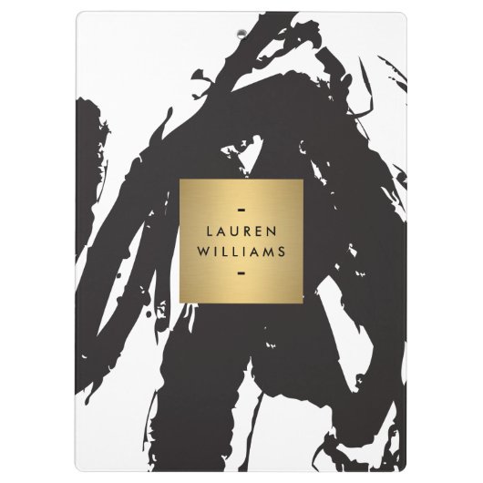 Abstrakte schwarze Pinselstriche mit dem Logo "Gol Klemmbrett (Rückseite)