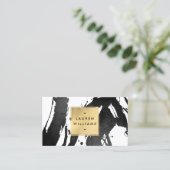 Abstrakte Schwarze Pinselstriche mit Imitate Gold Visitenkarte (Stehend Vorderseite)