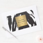 Abstrakte schwarze Pinselstriche Personalisierte S Rechteckiger Aufkleber (Umschlag)