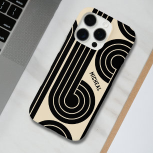 Abstrakte schwarze Retro-Linien iPhone 16 Pro Hülle