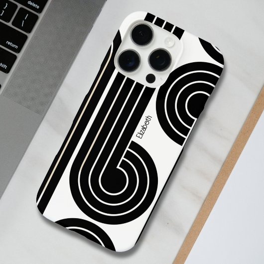 Abstrakte schwarze Retro-Linien Case-Mate iPhone Hülle