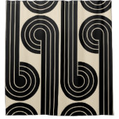 Abstrakte schwarze Retro-Linien Duschvorhang (Vorderseite)