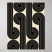 Abstrakte schwarze Retro-Linien Poster (Vorne)