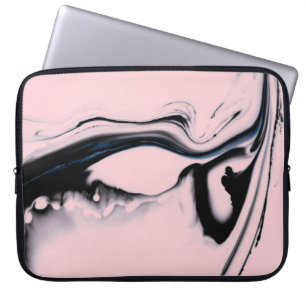 ABSTRAKTE SCHWARZE ROSA MALEREI AUF PASTELLFARBENE LAPTOPSCHUTZHÜLLE