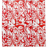 Abstrakte schwarze, rote und weiße Marmorplatte Duschvorhang (Vorderseite)