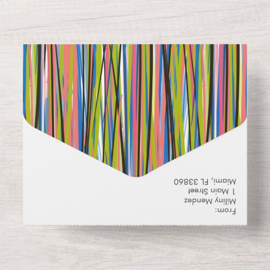 Abstrakte Schwarze Schrift All In One Einladung (Rückseite)