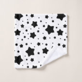 Abstrakte schwarze Sterne Badhandtuch Set (Waschlappen)