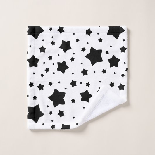 Abstrakte schwarze Sterne Badhandtuch Set (Waschlappen)