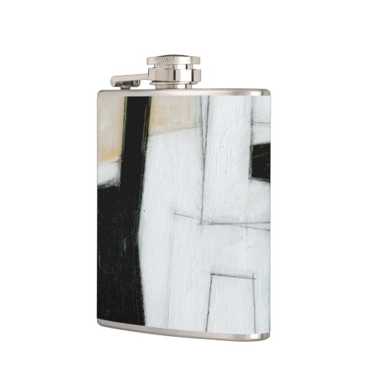 Abstrakte schwarze u. weiße Malerei Flachmann (Links)