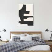 Abstrakte, schwarze und beige, feine Formen, Canva Leinwanddruck (Insitu (Schlafzimmer))