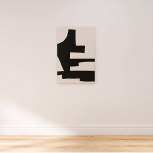 Abstrakte, schwarze und beige, feine Formen, Canva Leinwanddruck
