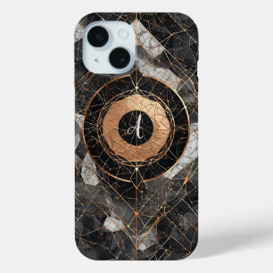 Abstrakte schwarze und goldene dekorative Geometri Case-Mate iPhone Hülle