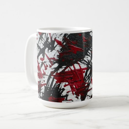 Abstrakte schwarze und rote Markierungen Kaffeetasse (Vorderseite Links)