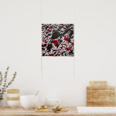 Abstrakte schwarze und rote Markierungen Poster (Küche)