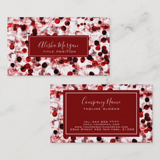Abstrakte schwarze und rote Punkte Visitenkarte (Vorne/Hinten)