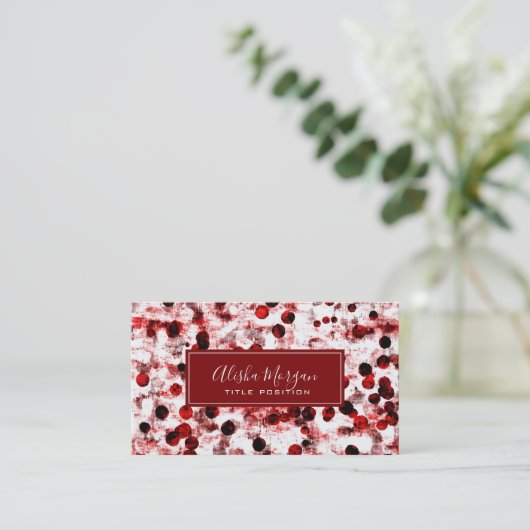 Abstrakte schwarze und rote Punkte Visitenkarte (Stehend Vorderseite)