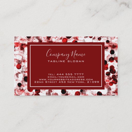 Abstrakte schwarze und rote Punkte Visitenkarte (Rückseite)