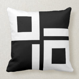 Abstrakte, schwarze und weiße Quadrate und Streife Kissen