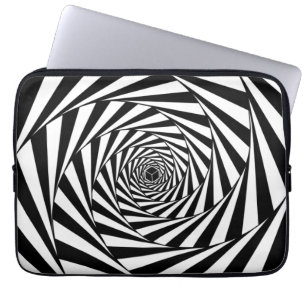 Abstrakte schwarze und weiße Wirbel-Spiral-Treppe Laptopschutzhülle