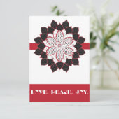 Abstrakte schwarze, weiße und rote Poinsettia Einladung (Stehend Vorderseite)