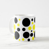 Abstrakte Schwarzgelbe Kreise Punkte Kaffeetasse (Vorderseite Links)