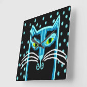 Abstrakte Schwarzkatzenkunst Quadratische Wanduhr (Winkel)