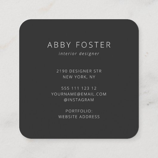 Abstrakte Schwarzweiß-Designer-Visitenkarte Quadratische Visitenkarte (Rückseite)