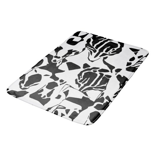 Abstrakte Schwarzweißmatte Badematte (Schrägansicht)