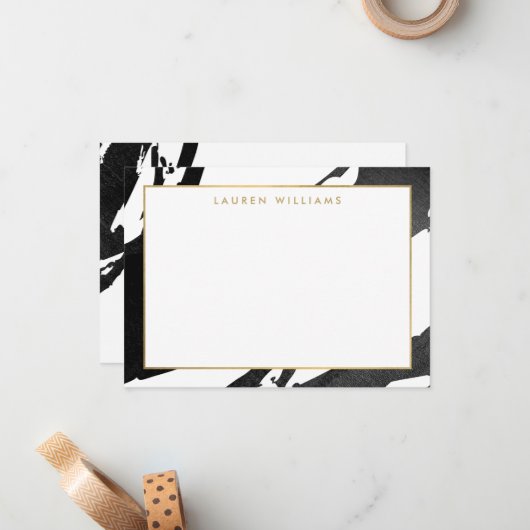 Abstrakte Schwarzweißpinke, Flat Notecard Mitteilungskarte (Vorderseite/Rückseite Beispiel)