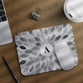 Abstrakte Schwarzweißpinselstriche, monogramm Mousepad