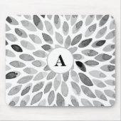 Abstrakte Schwarzweißpinselstriche, monogramm Mousepad (Vorne)