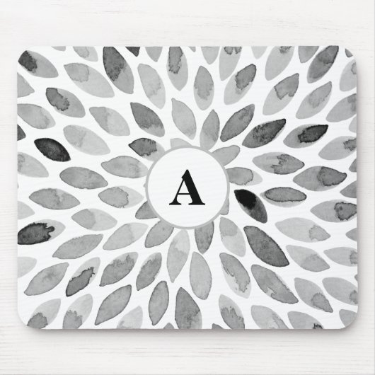 Abstrakte Schwarzweißpinselstriche, monogramm Mousepad (Vorne)