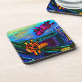 abstrakte schwimmende Esel Getränkeuntersetzer (Linke Seite)