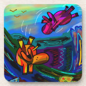 abstrakte schwimmende Esel Getränkeuntersetzer (Vorderseite)