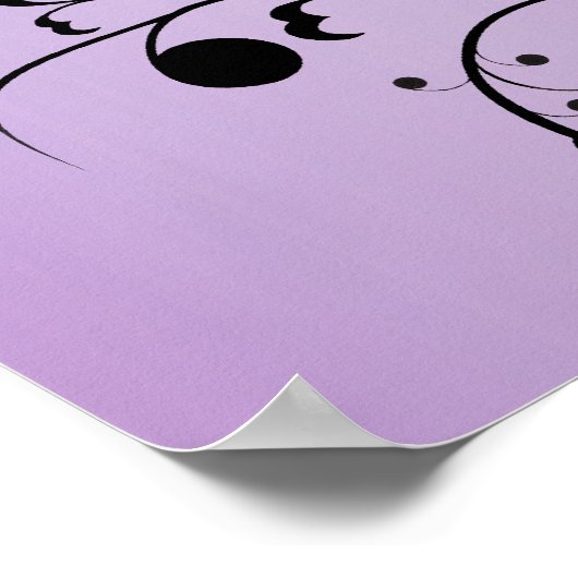 Abstrakte Scroll-Blume der Schwarzen Silhouette Li Poster (Ecke)