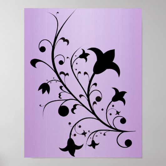 Abstrakte Scroll-Blume der Schwarzen Silhouette Li Poster (Vorne)