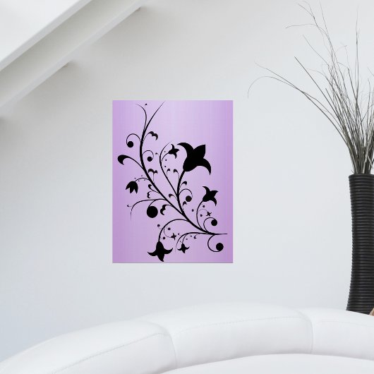 Abstrakte Scroll-Blume der Schwarzen Silhouette Li Poster