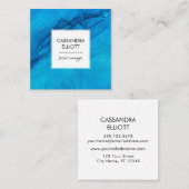 Abstrakte Scuba Blue Alkohol Tinte Flüssigkeit Kun Quadratische Visitenkarte (Vorne/Hinten)