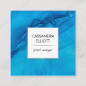 Abstrakte Scuba Blue Alkohol Tinte Flüssigkeit Kun Quadratische Visitenkarte (Vorderseite)