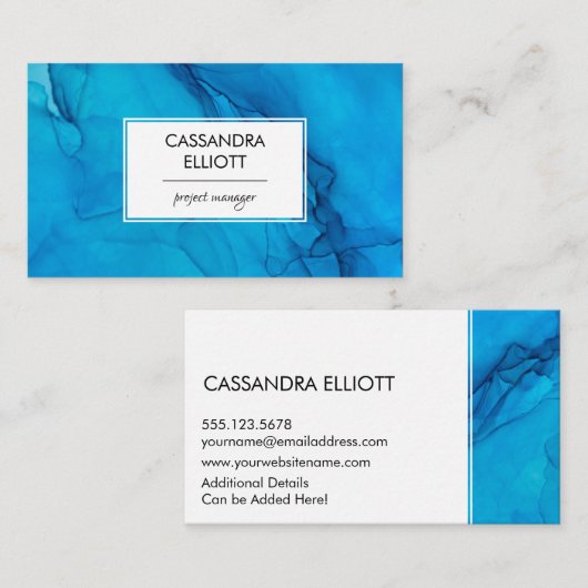 Abstrakte Scuba Blue Alkohol Tinte Flüssigkeit Kun Visitenkarte (Vorne/Hinten)
