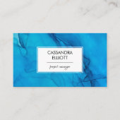 Abstrakte Scuba Blue Alkohol Tinte Flüssigkeit Kun Visitenkarte (Vorderseite)
