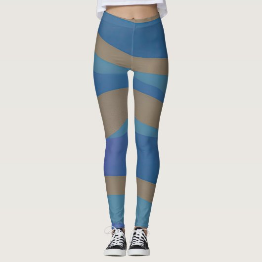 Abstrakte Seascape Fractured Waves 12 Leggings (Vorderseite)