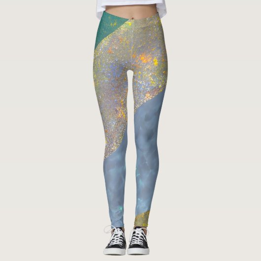 Abstrakte Seascape Fractured Waves 16 Leggings (Vorderseite)