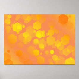 Abstrakte Sechseck-Kunst - Gelbe und Orange Töne Poster