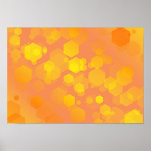 Abstrakte Sechseck-Kunst - Gelbe und Orange Töne Poster
